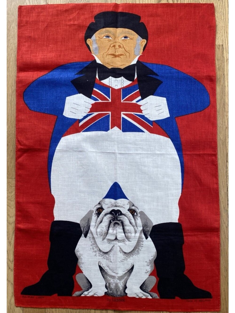 Bulldog John Bull Vibrant Tea Towel 100% Linen By Ulster Made In Ireland XLg